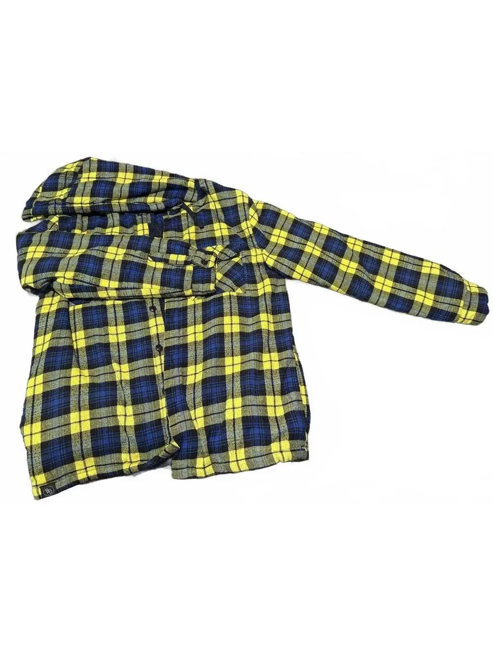 Brooklyn Standard Hoodie Yellow and Navy Blue Plaid Fleece Lined (L)